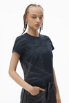 Alexander Wang washed black 做旧徽标装饰棉质平纹针织布紧身 t 恤