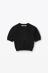 Alexander Wang black 徽标装饰压纹雪尼尔短袖罗纹套头衫