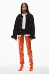 alexander wang 水洗黑色牛仔徽标机车夹克 washed black