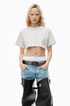 alexander wang crop tee in high twist jersey   light heather grey