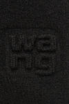 alexander wang embossed logo gloves in stretch wool black