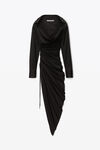 alexander wang 透明平纹针织不对称垂褶连衣裙 black