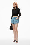 Alexander Wang vintage light indigo logo-embossed marathon shorts