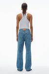 alexander wang fly high-rise stacked jean in denim  vintage medium indigo