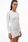 Alexander Wang white 罗纹棉长袖圆领连衣裙