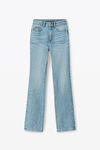 alexander wang fly high-rise stacked jean in denim vintage faded indigo