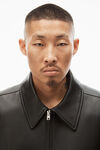 alexander wang 内衬皮革收腰夹克 black