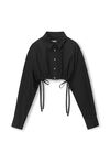 alexander wang cropped button down in compact cotton black