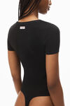 Alexander Wang black short-sleeve bodysuit in rib-knit jersey