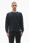 Alexander Wang washed black long-sleeve tee in waffle-knit cotton stretch