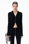 Alexander Wang black draped back zip shirt in crepe jersey