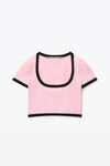 alexander wang 密织尼龙撞色低圆领 t 恤 light pink