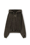 alexander wang puff logo hoodie in glitter terry army green