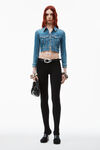 Alexander Wang classic medium indigo 牛仔紧身机车开衫