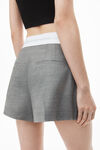 Alexander Wang light heather grey high-waist pleated short with logo elastic