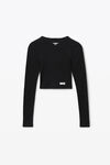 Alexander Wang black cropped long-sleeve tee in ribbed cotton jersey