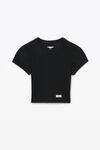 Alexander Wang black cropped short-sleeve tee in ribbed cotton jersey