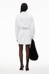 alexander wang tie waist shirt dress in cotton white