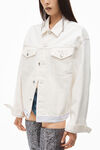 alexander wang logo trucker jacket in natural denim vintage white