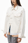alexander wang 天然牛仔徽标机车夹克 vintage white