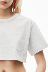 alexander wang crop tee in high twist jersey   light heather grey