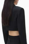 Alexander Wang black cropped tuxedo blazer in wool tailoring