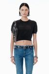 Alexander Wang washed black 黑色棉质混纺雪尼尔徽标套头衫