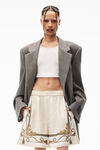 alexander wang baroque 真丝斜纹布四角短裤 ivory multi