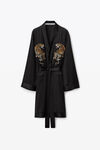 alexander wang tiger embroidery robe in silk charmeuse black