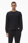 Alexander Wang black crystal hotfix crewneck long-sleeve tee in waffle knit