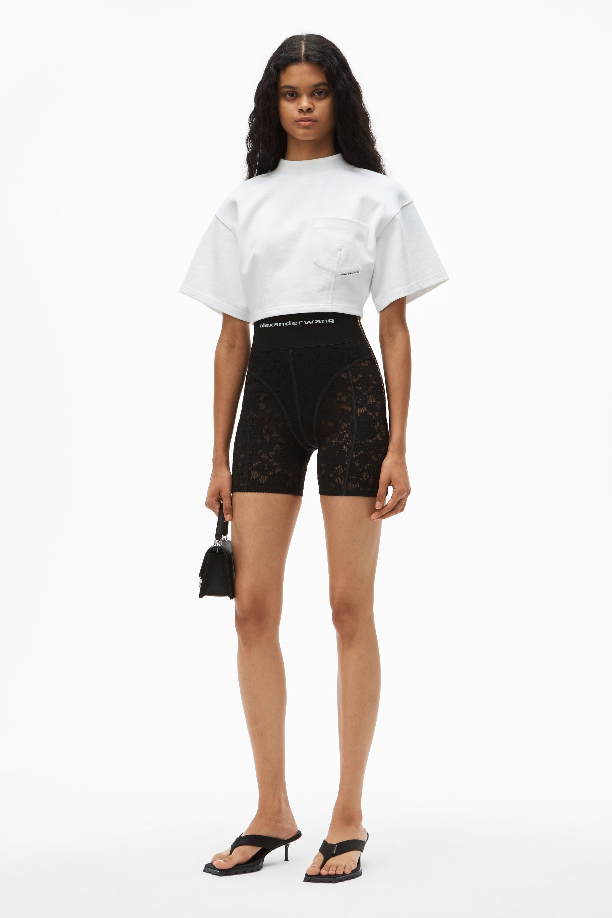 LOGO ELASTIC BIKE SHORT IN LACE BLACK 