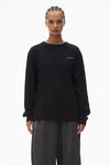 Alexander Wang black 高捻棉平纹针织长袖 t 恤
