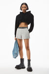 alexander wang logo elastic short in stretch corduroy heather grey