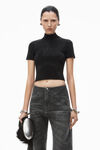 Alexander Wang black crystal hotfix mock neck top