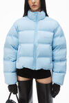 Alexander Wang oxford blue cropped puffer coat with reflective logo