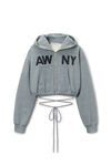 Alexander Wang dark heather grey 解构式徽标围裹式连帽衫