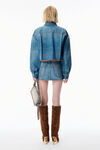 Alexander Wang vintage marbled blue 做旧效果大理石蓝牛仔布短款衬衫
