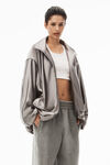 alexander wang puff logo sweatpant in glitter terry sidewalk