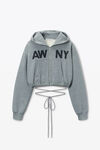 Alexander Wang dark heather grey 解构式徽标围裹式连帽衫
