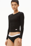 Alexander Wang black long-sleeve tee in ribbed cotton jersey