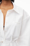 alexander wang tie waist shirt dress in cotton white