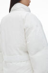 Alexander Wang white puffer coat with dome logo patch