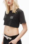 alexander wang crop tee in acid wash jersey   acid black