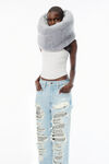Alexander Wang light bleach indigo distressed jean with knit detail