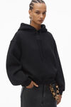 Alexander Wang black 发泡徽标装饰硬挺毛圈布连帽衫