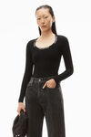 alexander wang 徽标提花弹力针织上衣 black