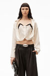 alexander wang 真丝绉缎叠搭系扣衬衫 ivory