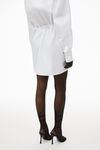 alexander wang tie waist shirt dress in cotton white