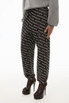alexander wang logo print jogger in denim grey aged/white