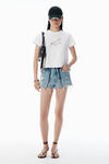 Alexander Wang white white crystal hotfix & cotton logo tee